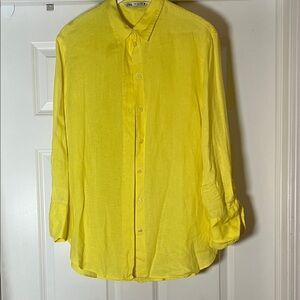 Zara Vibrant Yellow Button-Down Shirt